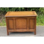 Oak blanket box, approximate measurements: Height 24 inches, Width 35.5 inches, Depth 19 inches