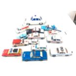 Selection of police cars includes dinky ford transit, Corgi Buick, Dinky range rover etc