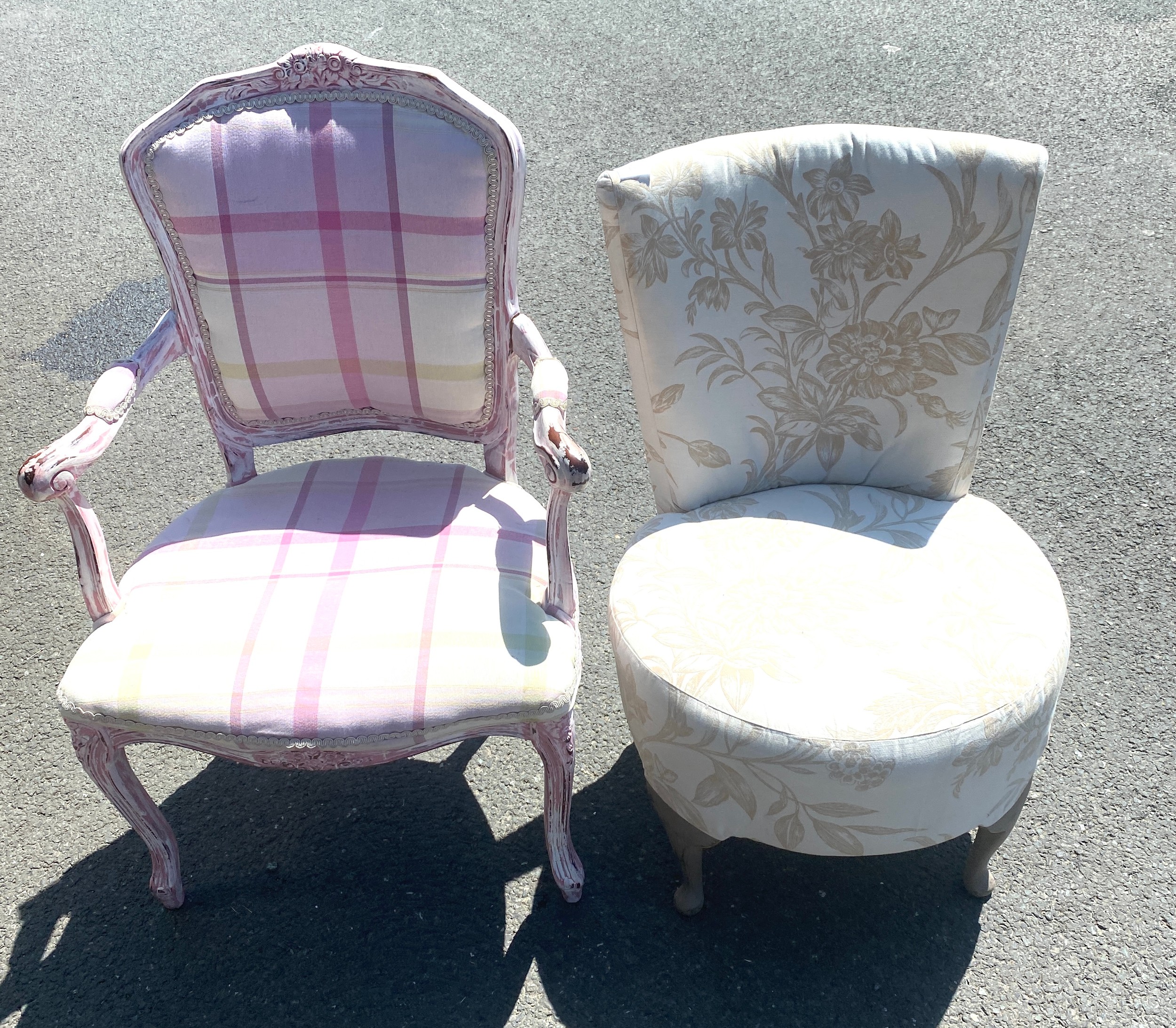 2 fabric covered bedroom chairs