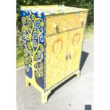 Unusual 1 door 2 drawer painted tall boy measures approx 43 inches tall 30 inches wide 16 inches