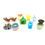 Selection of 10 pieces of coloured art glass