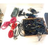 Selection of guitar leads and microphones