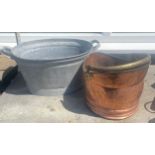 Galvanished bucket and copper bucket