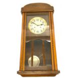 2 Keyhole cased wall clock without key, untested