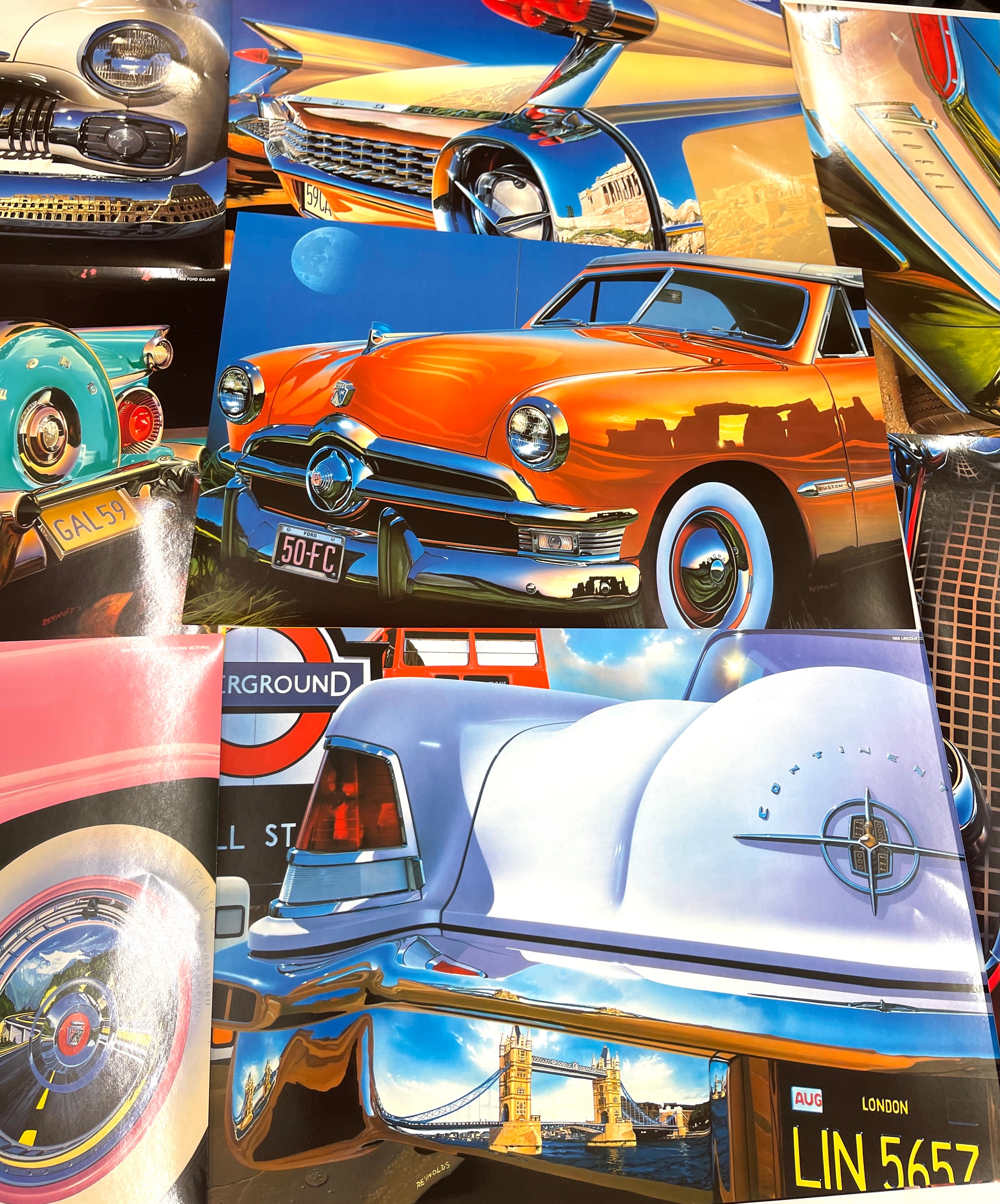 2 folders containing various car posters, approximate largest folder measurements: 21 x 14 inches - Image 12 of 14