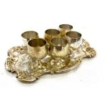 Silver plated tray and egg cups