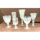 6 Vintage commemorative glasses includes crystal and etched glasses