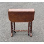 Mahogany Sutherland drop leaf table, approximate measurements: Height 22 inches, Length 20 inches,