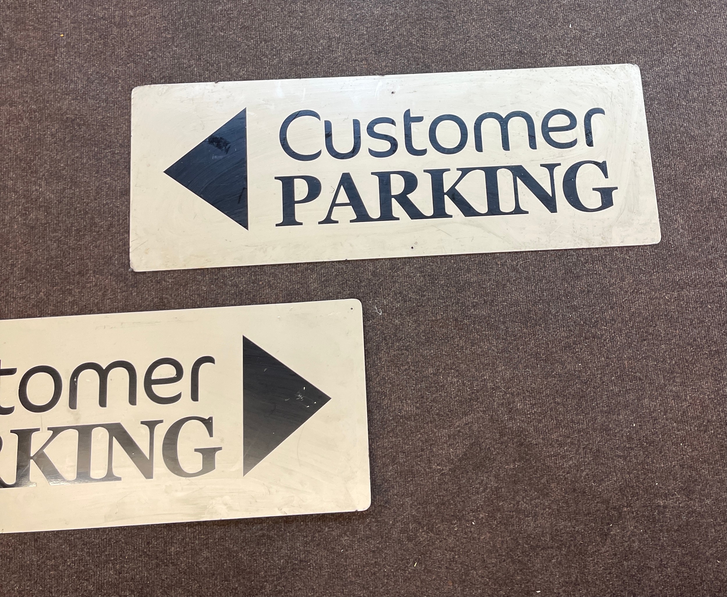 2 Perspex Customer parking signs, approximate measurements: Height 12 inches, Width 33 inches - Image 2 of 3