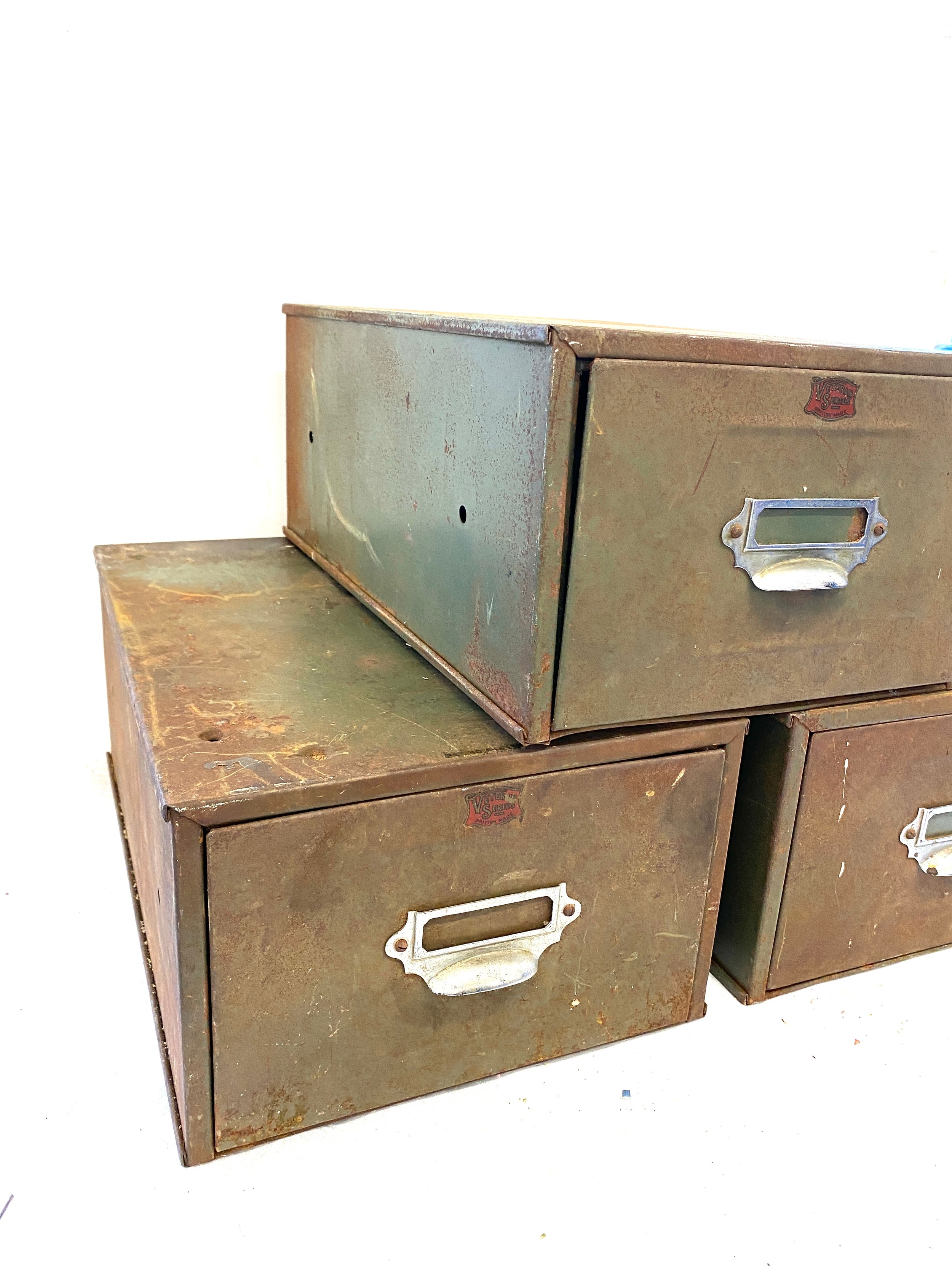 3 Veteren Metal industrial index drawers, approximate measurement of each draw: Height 7 inches, - Image 3 of 6