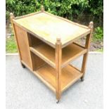 Oak glazed trolley, approximate measurements: Height 30 inches, width 29 inches, Depth 17 inches
