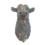 Resin Bull butchers display head, missing horns, some chip damage
