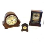 3 Vintage clocks includes a 3 key hole mantel clock etc