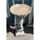 Glazed concrete bird bath, approximate measurements Height 31 inches