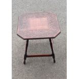 Craved top occasional table, Height 22.5 inches, Width 21 inches,