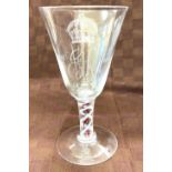 Whitefriars Glass Queen Elizabeth 1953 Coronation Large Goblet Coloured Airtwist