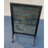 Framed firescreen, in need of small repair to leg, approximate measurements: Height 25.5 inches,