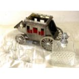Musical carriage with matching decanter and 4 glasses, Overland Stage Express Co