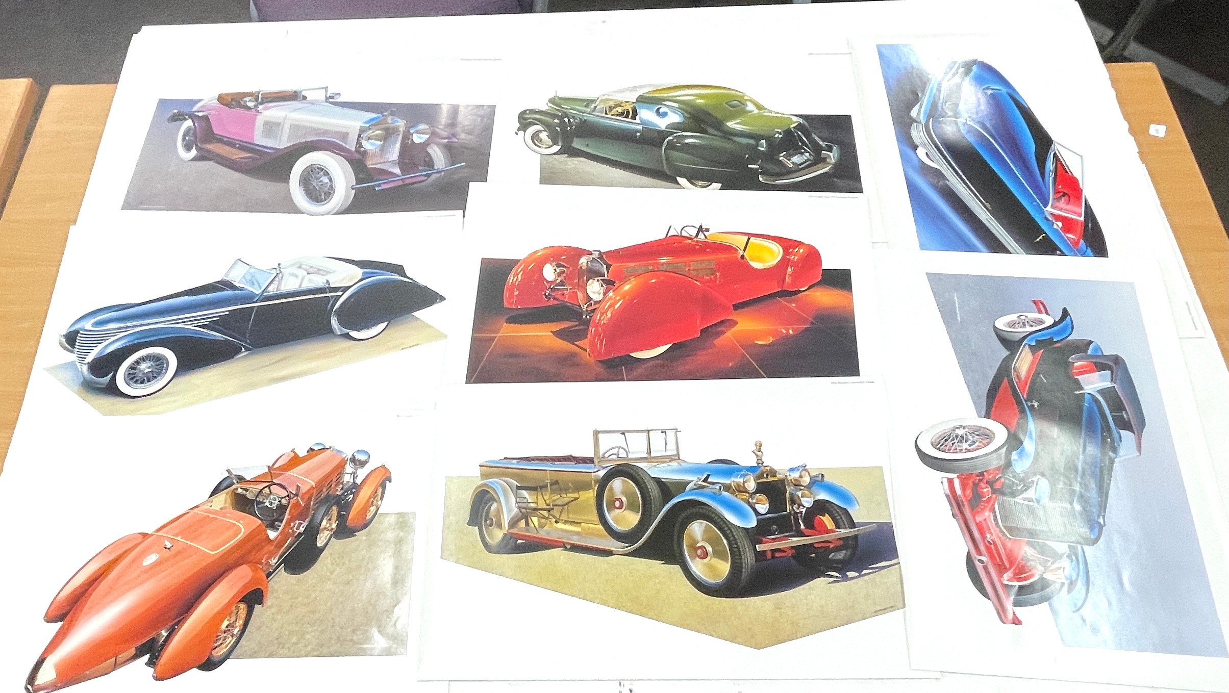 2 folders containing various car posters, approximate largest folder measurements: 21 x 14 inches - Image 6 of 14