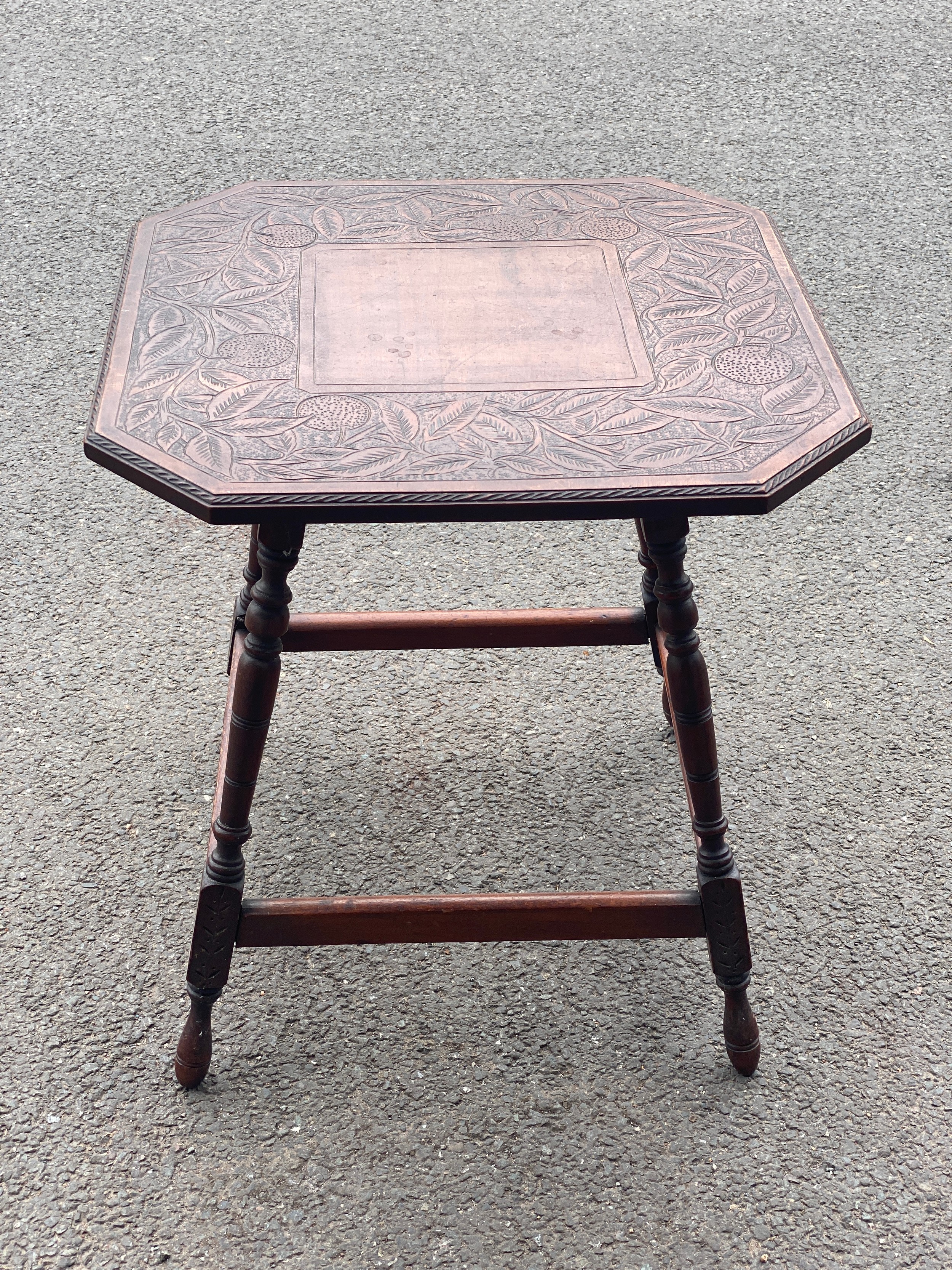 Craved top occasional table, Height 22.5 inches, Width 21 inches, - Image 2 of 2