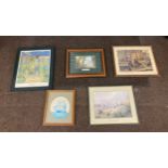 Selection of assorted framed prints, largest measures approx 19 inches wide 23 inches tall