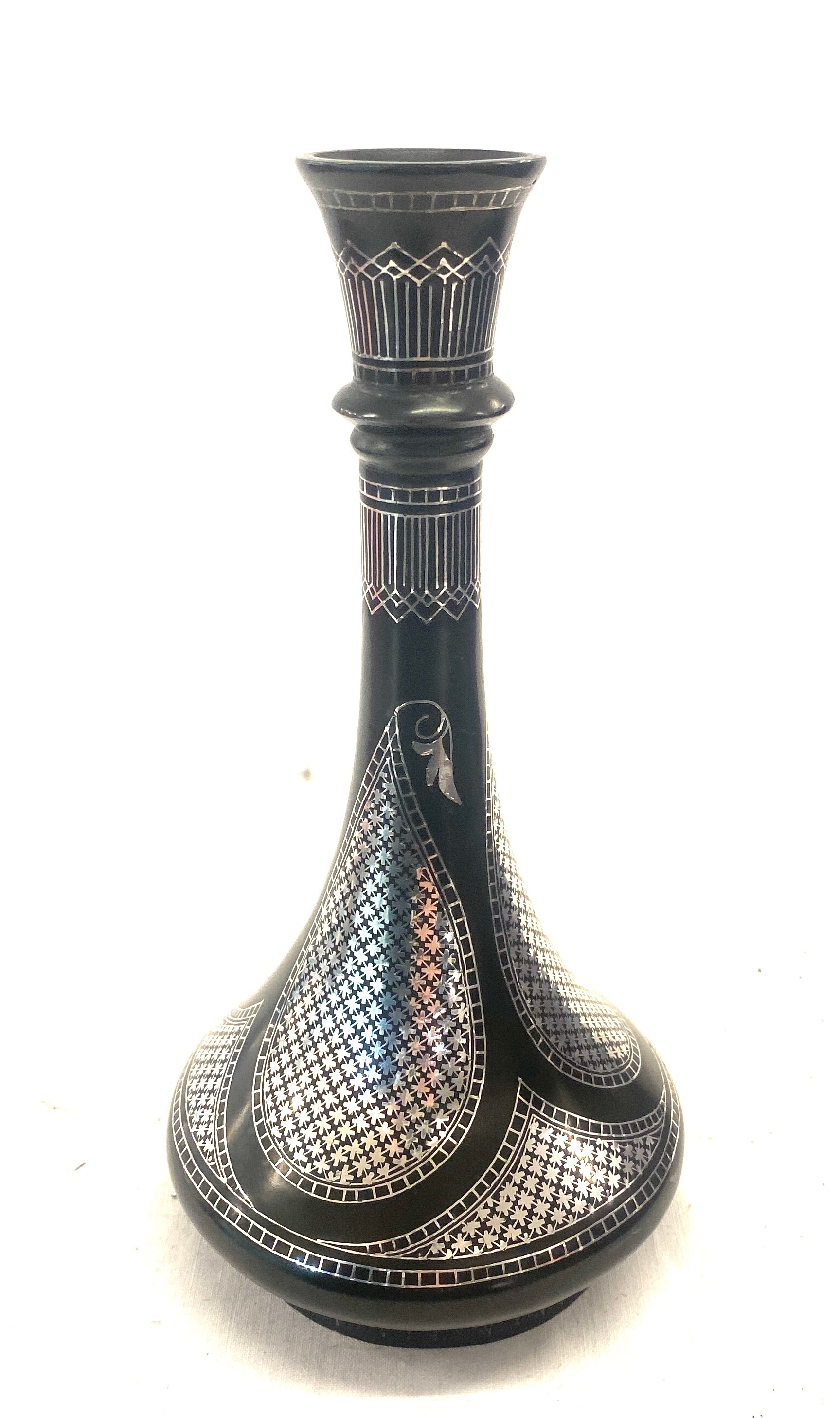 Oriental silver overlay vase, height approx 9 inches - Image 2 of 3