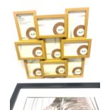 Box of assorted photo frames largest measures 18 inches wide 12.5 inches tall