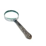 Small hallmarked Silver handled magnifying glass and a silver handled letter opener overall height