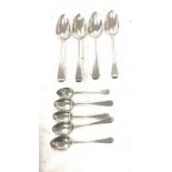 Selection of silver spoons all hallmarked includes makers TW JH, WRS, WC etc Total weight 165g