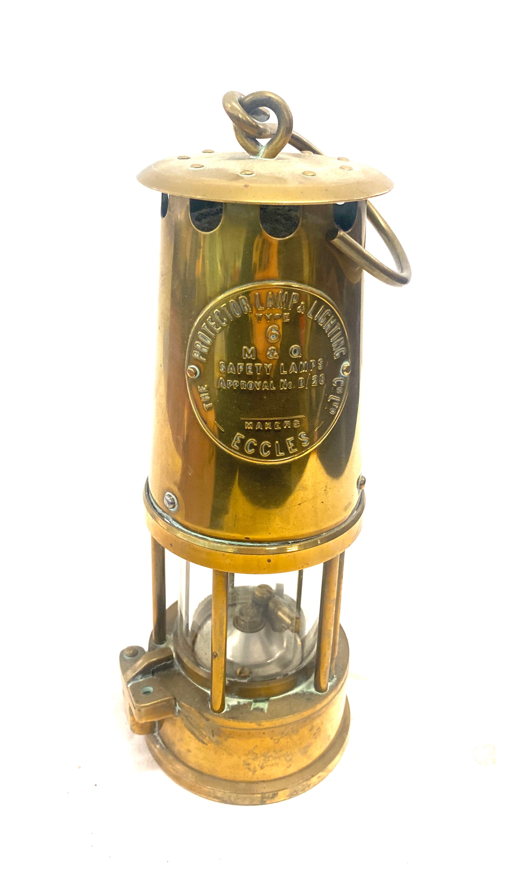 Brass miners lamp, Maker Eccles, overall height: 10 inches - Image 2 of 5