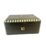 Vintage rose wood lockable jewellery box 5 inches tall 11 inches wide 8 inches depth