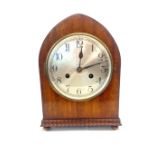 Vintage 2 keyhole mantel clock with key and pendulum, untested