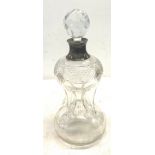 Antique Silver rimmed Kluk Kluk Decanter makers marks JG &S, 12 inches tall, not with original