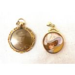 2 Vintage 9ct gold photo pendants, both hallmarked