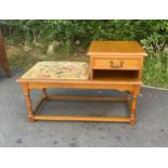 Oak 1 drawer telephone table 35.5inches wide 22 inches tall 16 inches depth