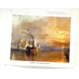 Turner the fighting Temeraire print, approximate measurements of print: Width 20 inches, Height 16