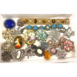 Selection of vintage and later brooches includes silver stone set brooch etc