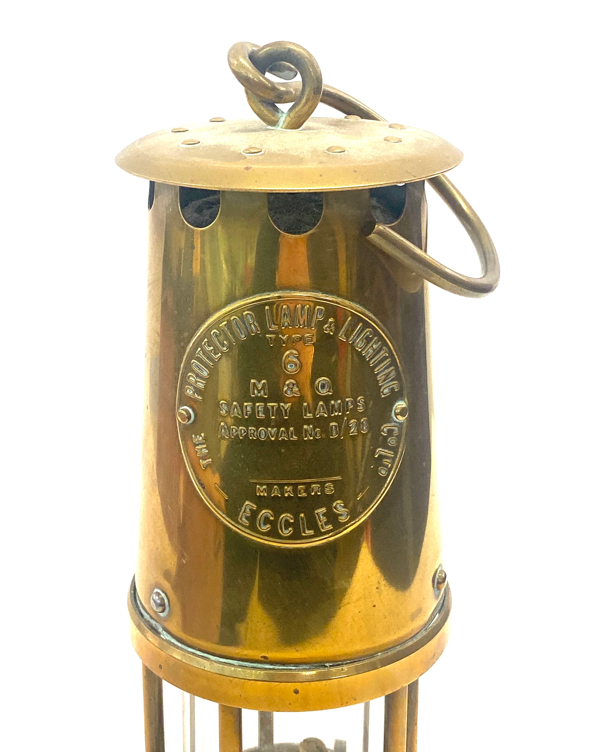 Brass miners lamp, Maker Eccles, overall height: 10 inches - Image 3 of 5