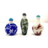 Chinese oriental overlay glass scent bottles