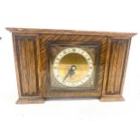 Vintage Elliot carved wide mantel clock, untested measures approx 6 inches tall 9.5 inches wide