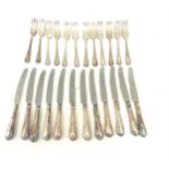 Selection of cased silver plated cutlery includes Sheffield silver plate, stainless steel knives etc
