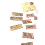 Selection of vintage 1900 bus tickets, 10 in total