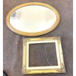 Gilt framed mirror and picture frame measures approx 34 inches wide 24 inches tall
