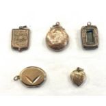 Selection of vintage and later lockets includes 9ct gold front and back lockets etc
