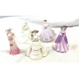 5 Coalport lady figurines includes Violet, Samantha, Penny, Becky, Cassie, over all good condition