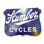 Humber cycles metal enamel sign measures approx 17 inches tall 17.5 wide