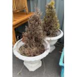 Pair of plastic garden planters total height 18 inches