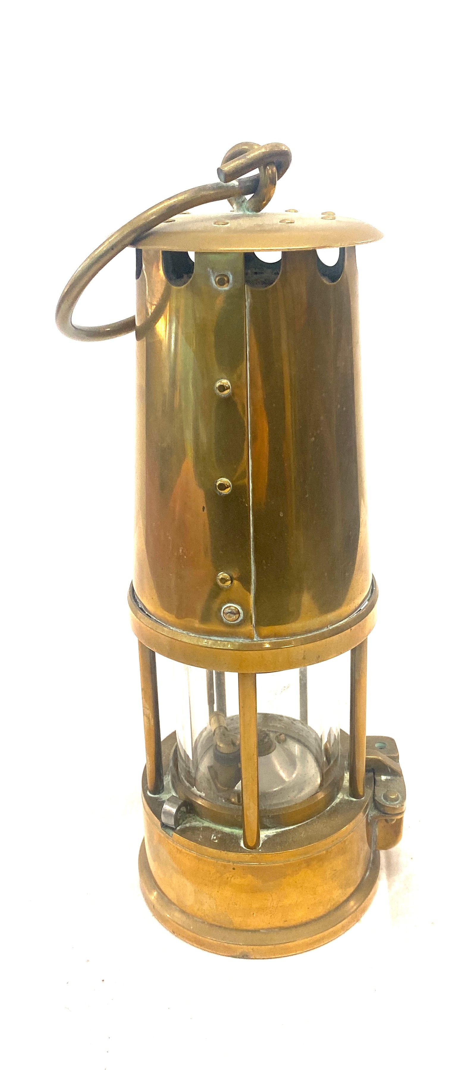 Brass miners lamp, Maker Eccles, overall height: 10 inches - Image 5 of 5