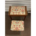 Piano stool and a sewing box, piano stool measures 21 inches tall 23 inches wide 14.5 inches depth