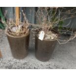 Pair of glazed plant pots total height 13 inches